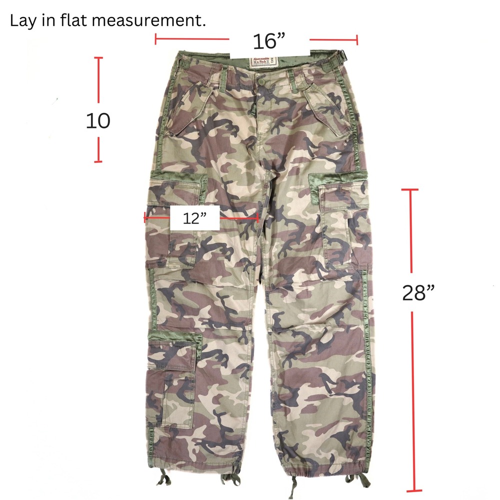 Abercrombie & Fitch Vintage Cargo Pants Womens 29 Camo Green Utility Y2K Multi - Picture 13 of 14